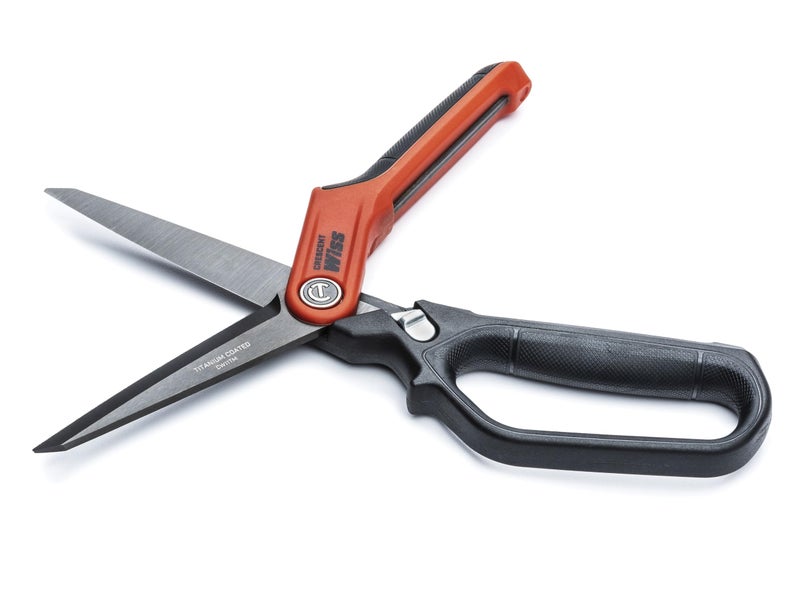 Wiss Crescent Wiss 11" Heavy-Duty Titanium Coated Single Ring Tradesman Shears - Industrial Utility Shears/Scissors for Cutting Leather, Wire, Cardboard - CW11TM - Image 2